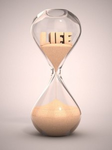 Life passing in an hourglass